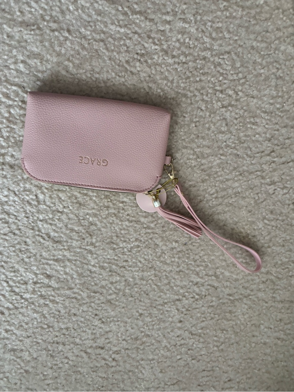 Grace Blush Pink Tassel Wristlet Wallet